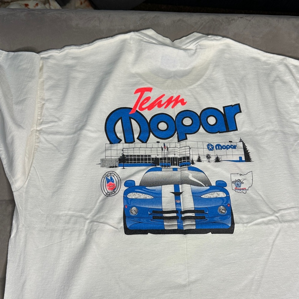 Lee XXL Single Stitch Vintage “Team Mopar” White Car Graphic‎ Men's T-Shirt 1997 - Picture 10 of 10